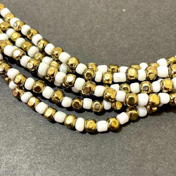 Talbots Multistrand Statement White & Gold Beads Necklace - Picture 5 of 7